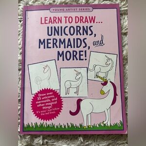 Learn to Draw Book Pink and White Unicorn Mermaid Book